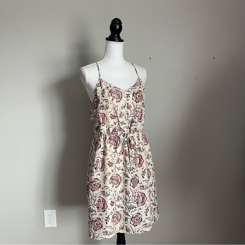 MADEWELL | Beige Floral Print Silk Sleeveless Dress Sz 8 - Picture 5 of 11